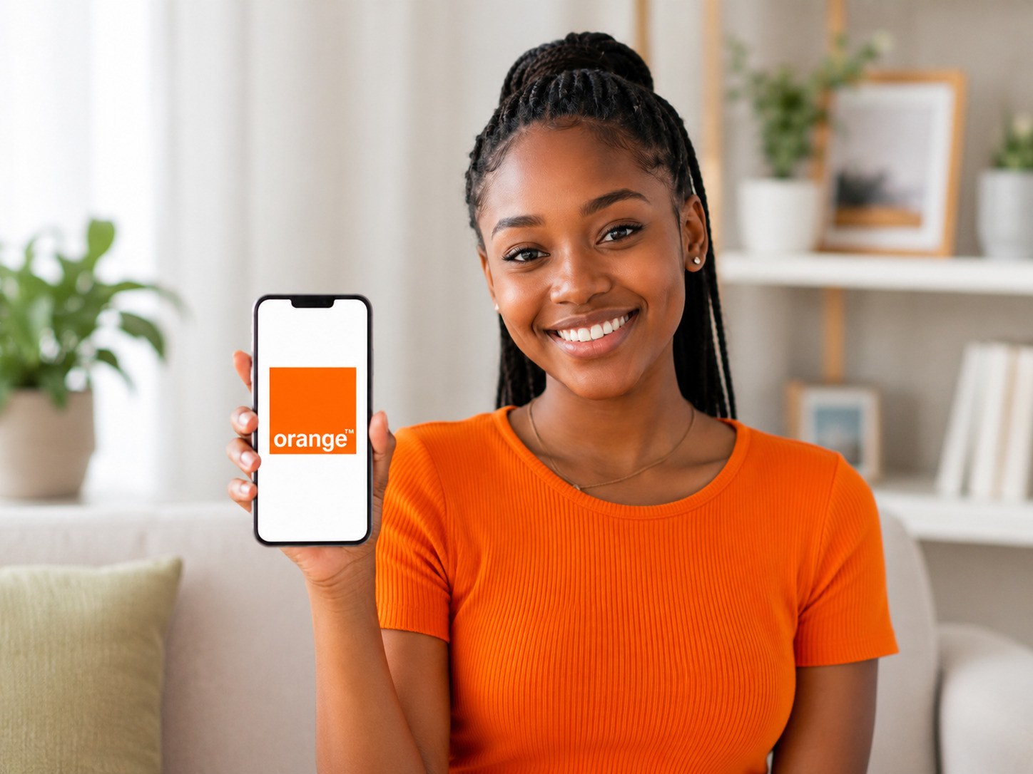 A Girl Holding Phone Displaying Orange