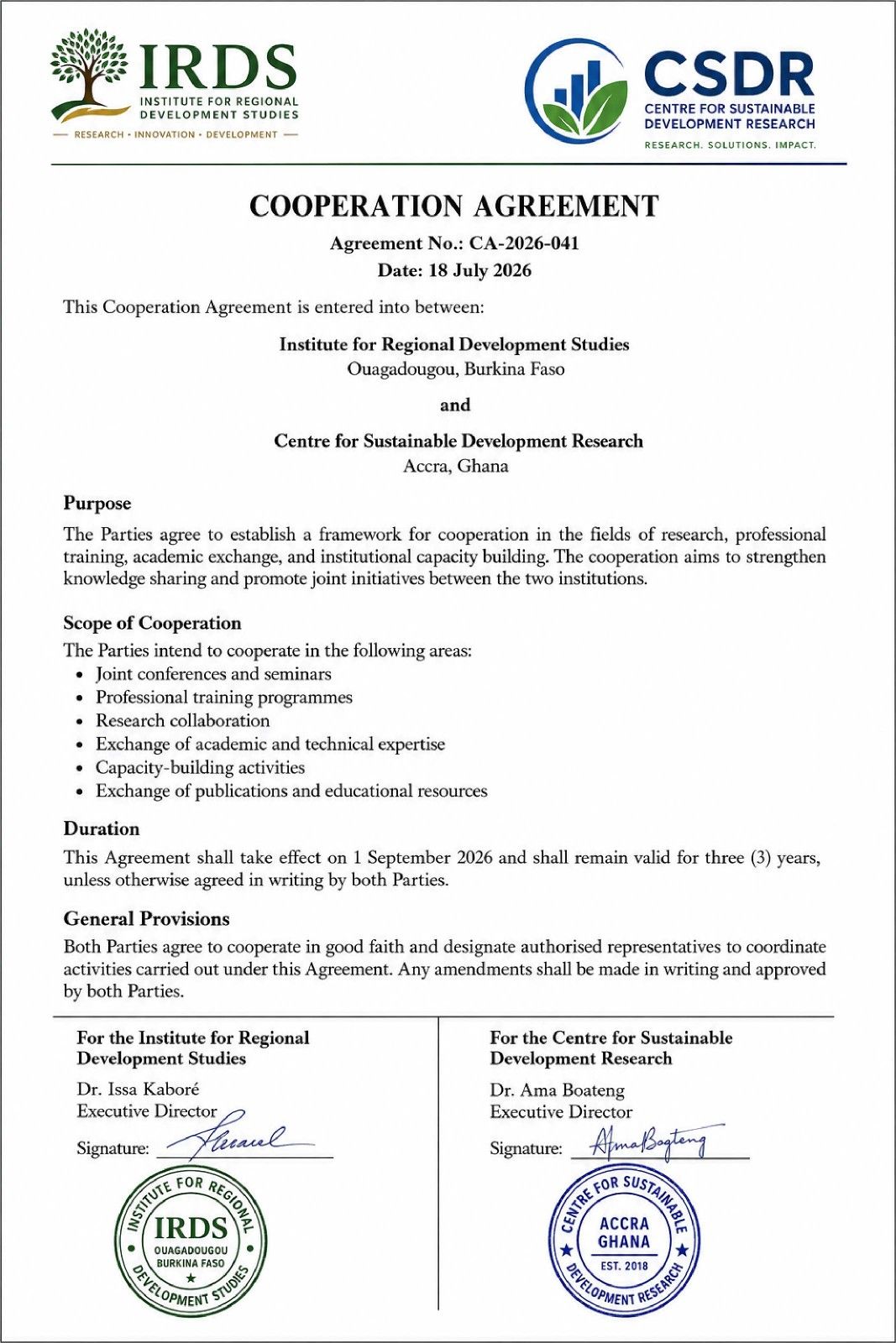 Cooperation Agreement Sample