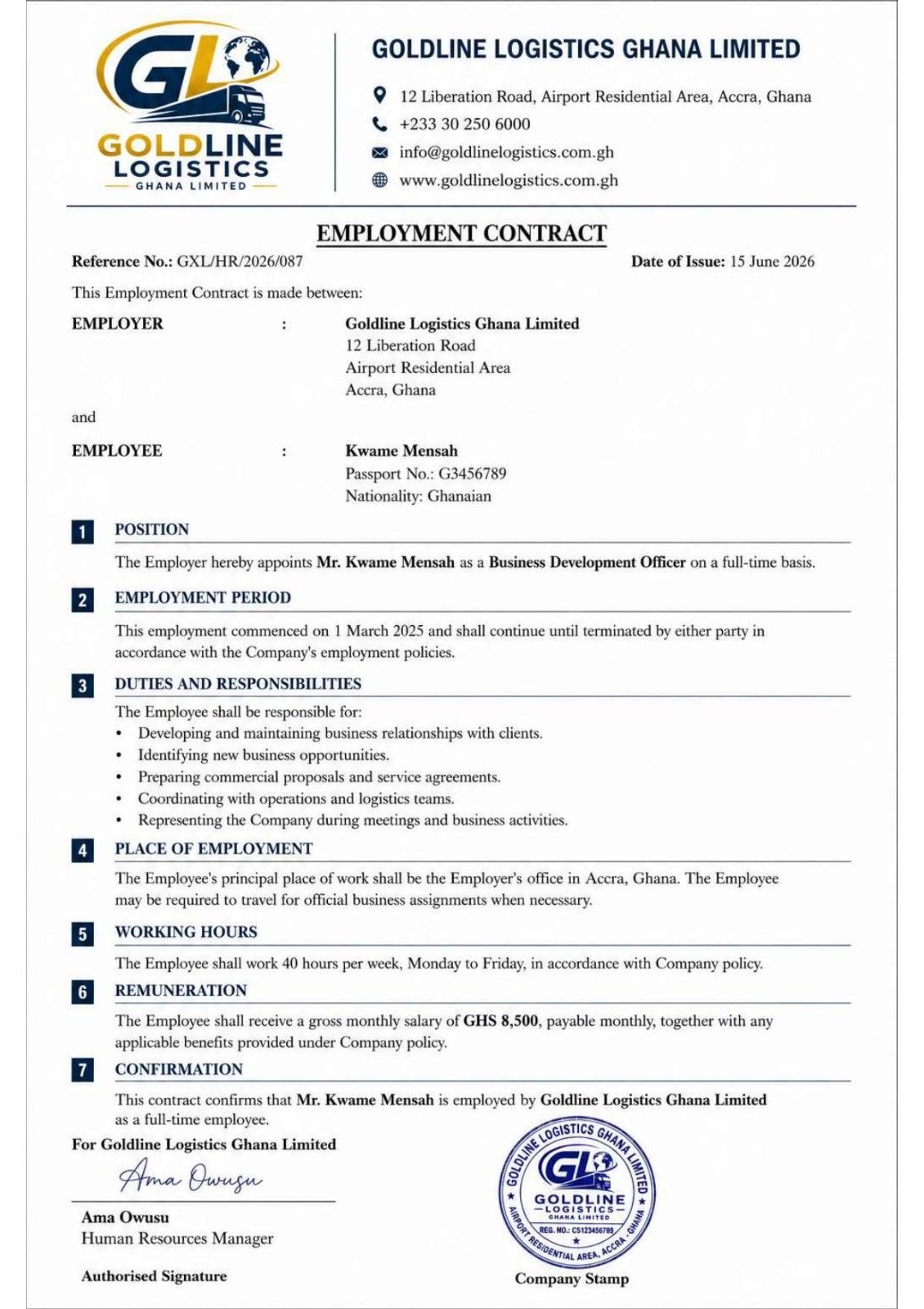 Employment Contract Sample
