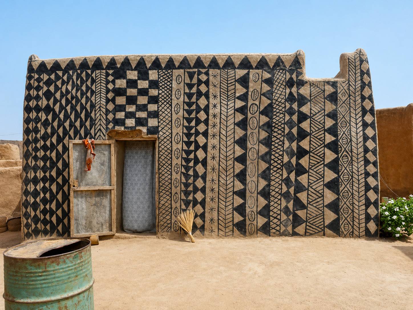 Hand Painted House Faades In Royal Court Of Tibl