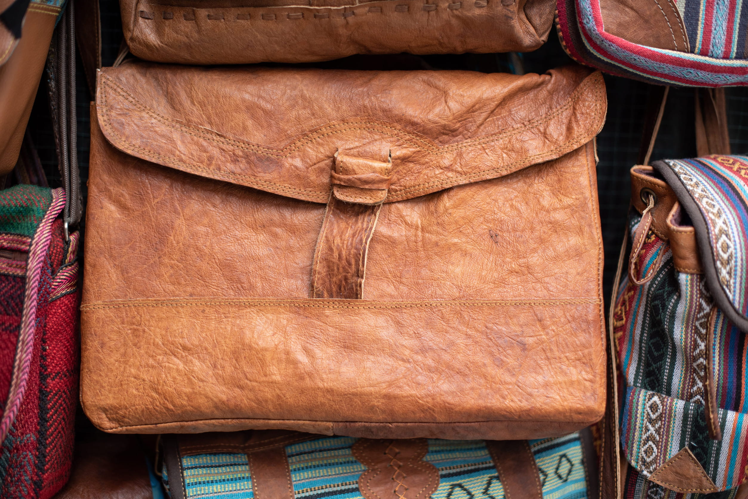 Handmade leather bag crafted by a skilled artisan