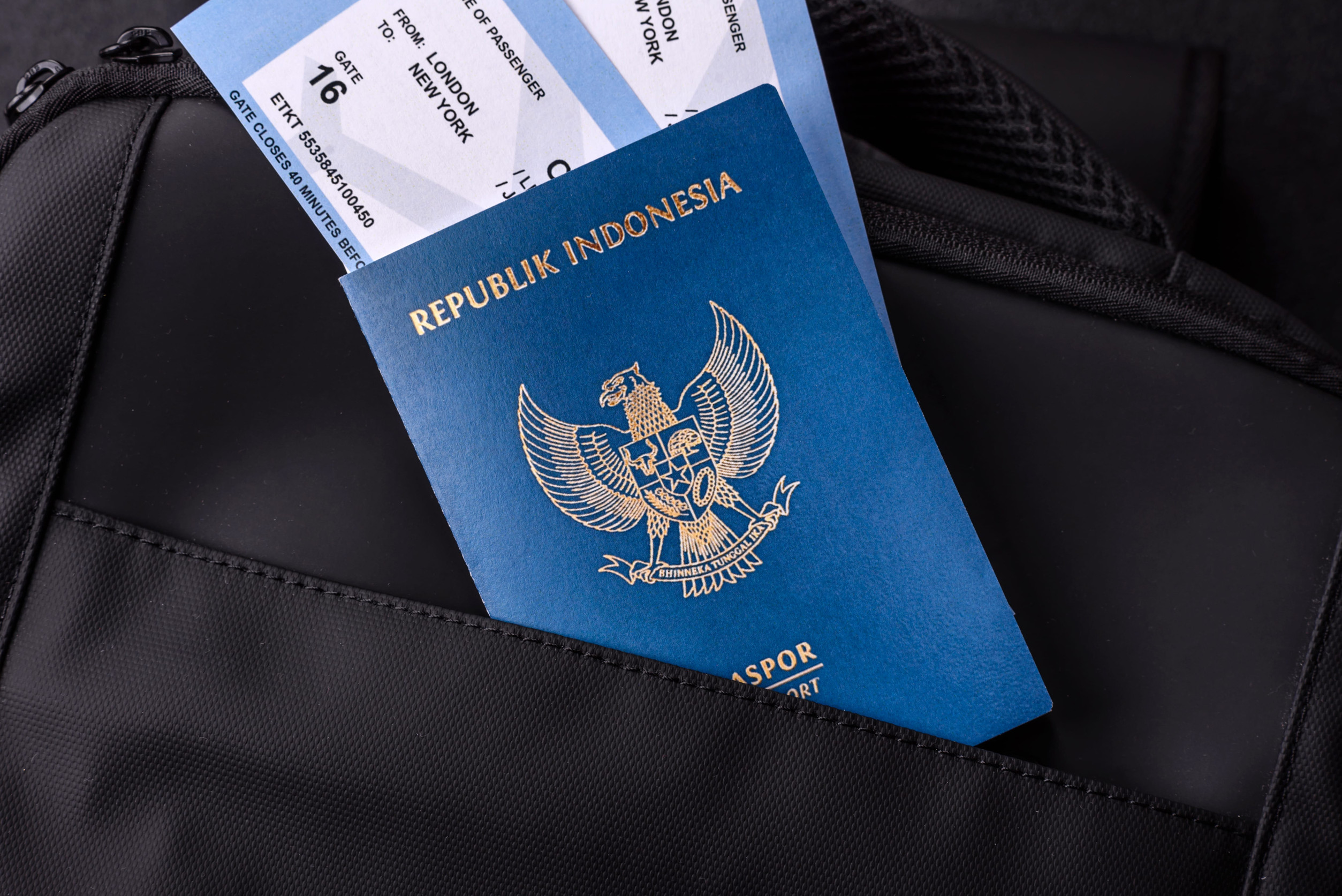 Indonesia Passport and Travel Documents in Bag