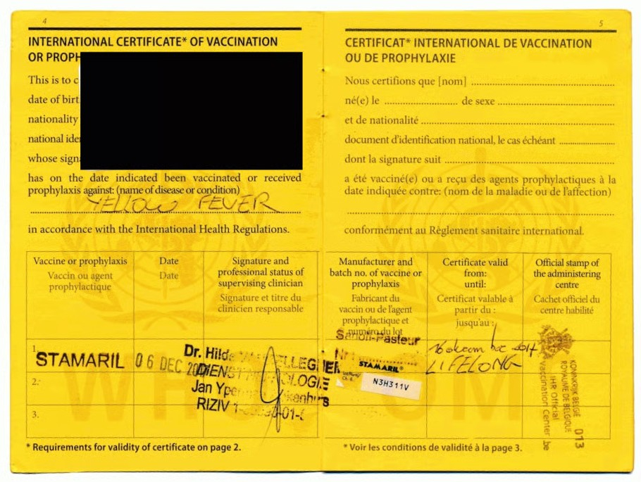International Certificate Of Vaccination