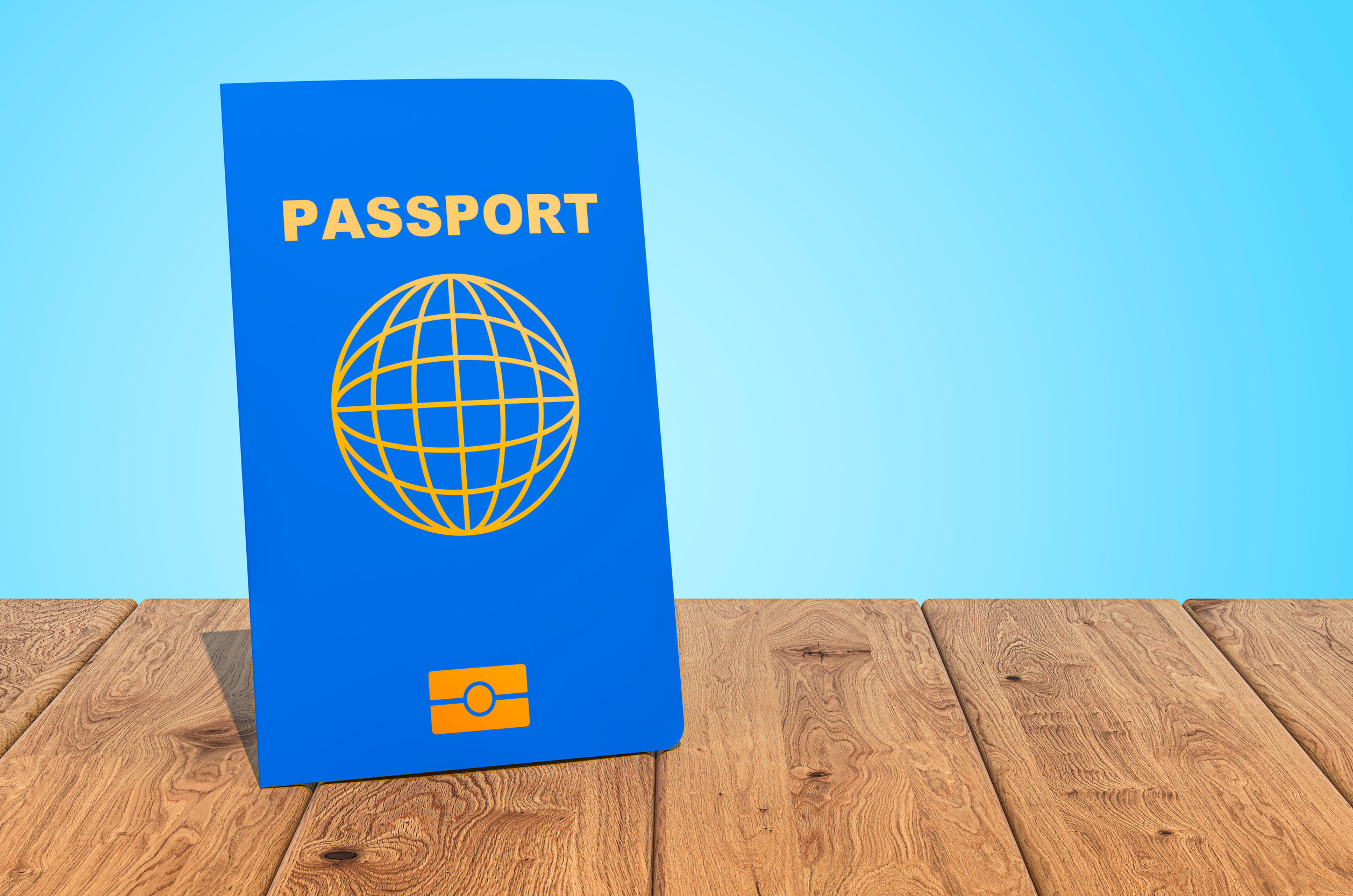 International Passport on Wooden Planks