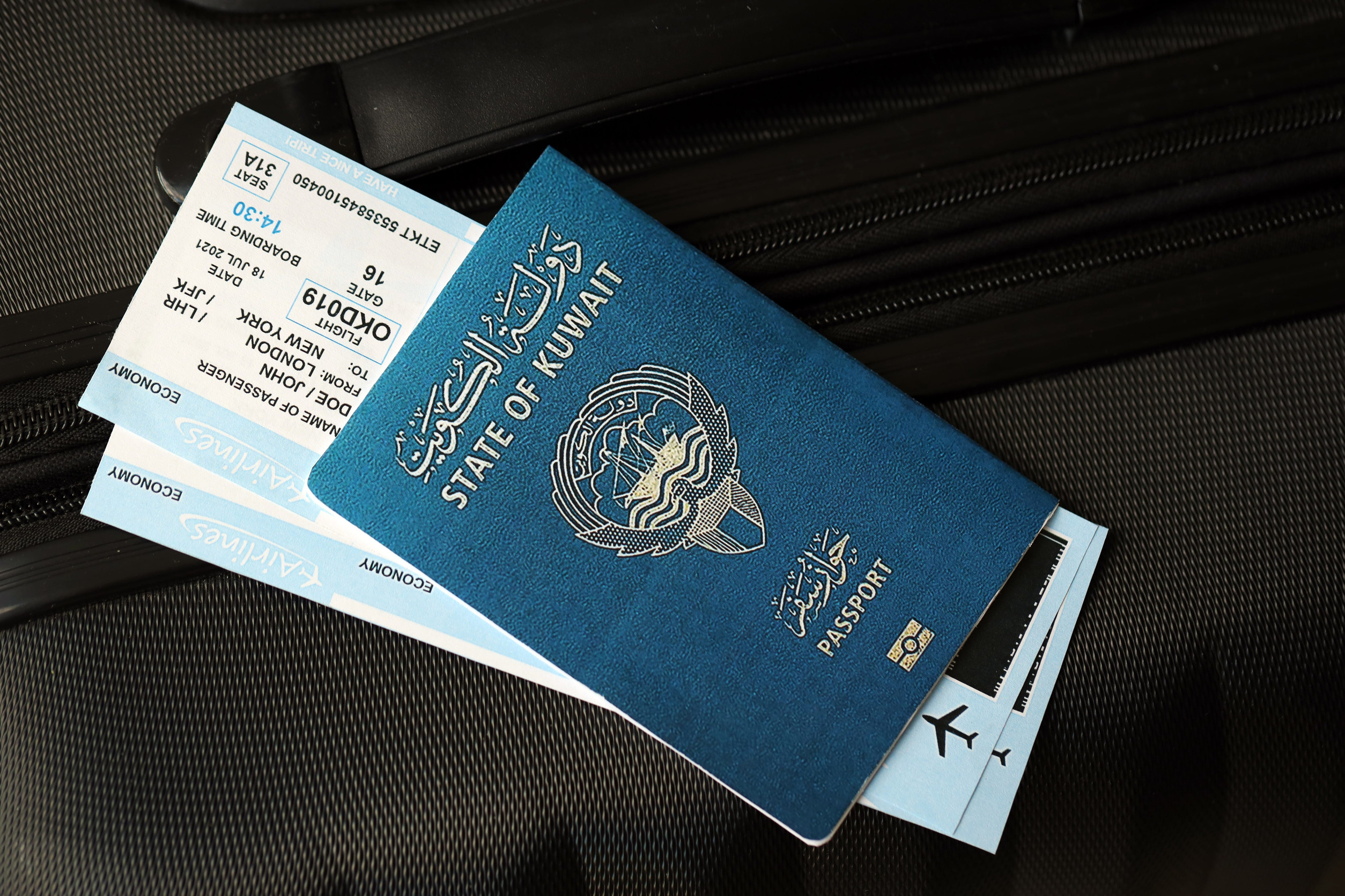 Kuwaiti Passport and Flight Tickets