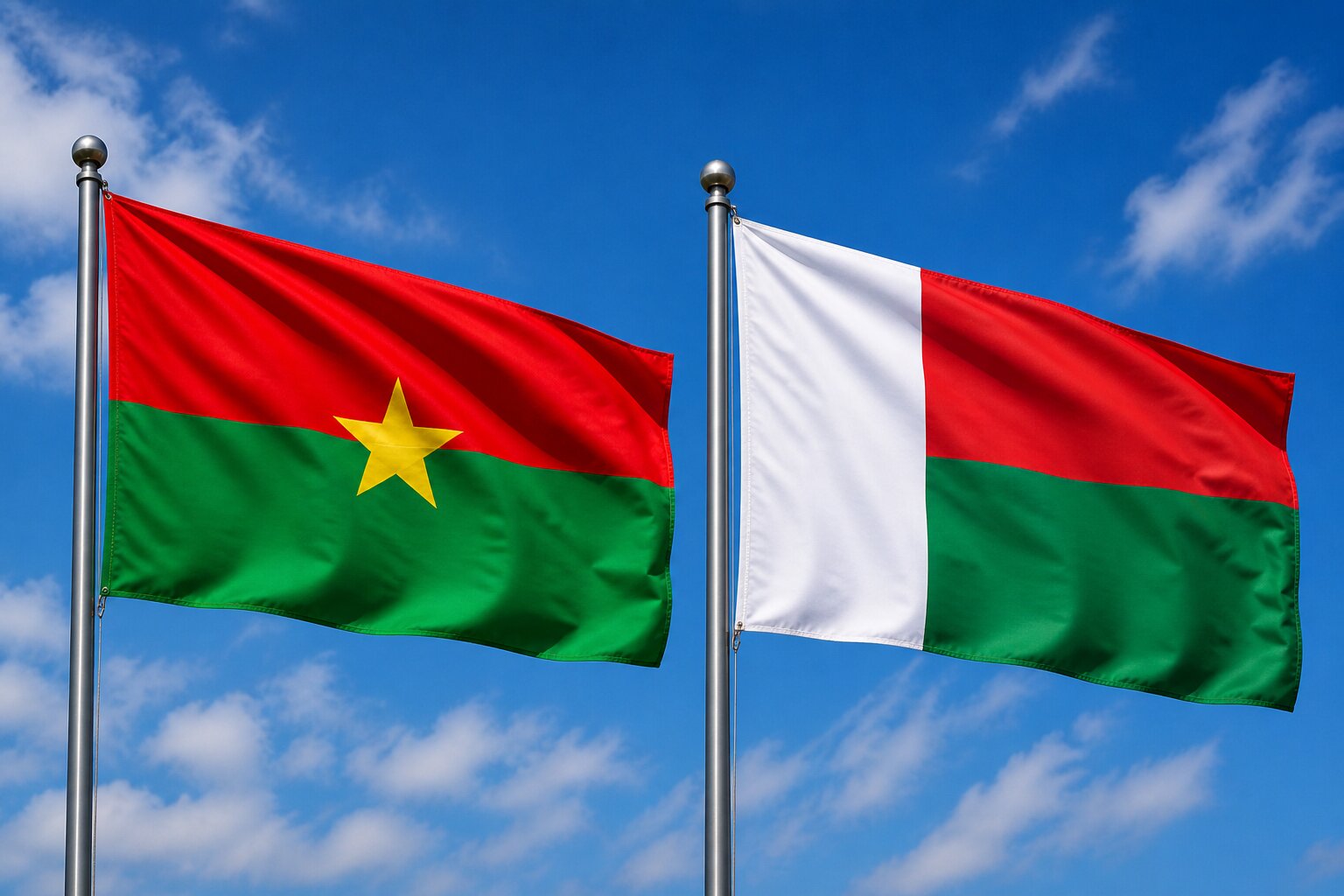 Madagascar and Burkina Faso Flag