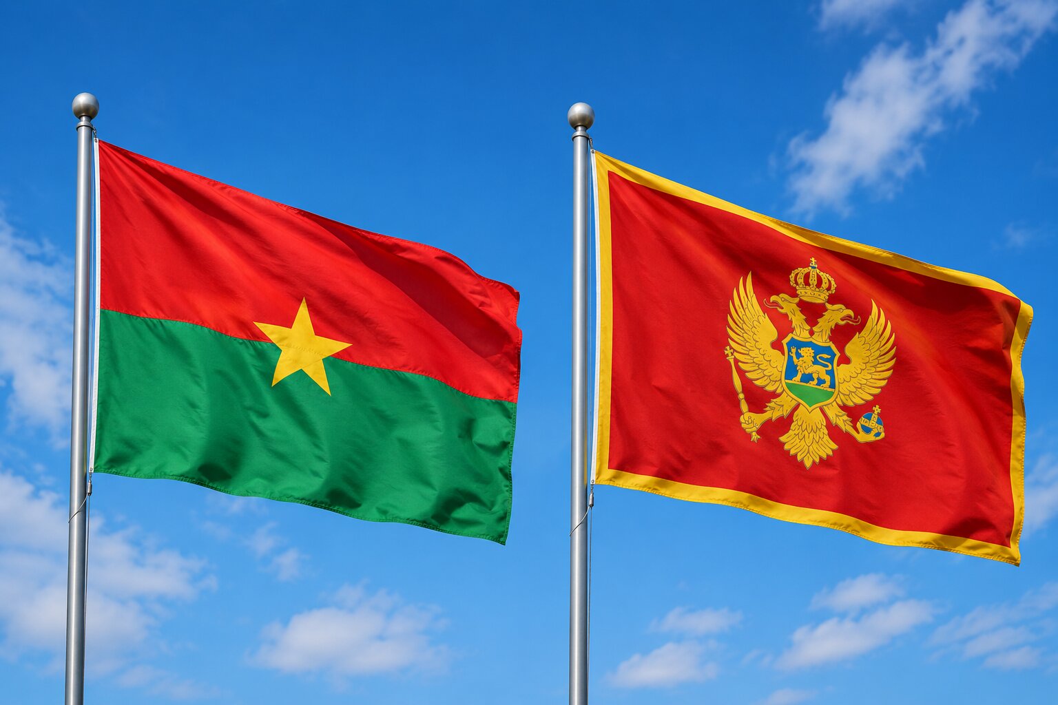 Montenegro and Burkina Faso Flag