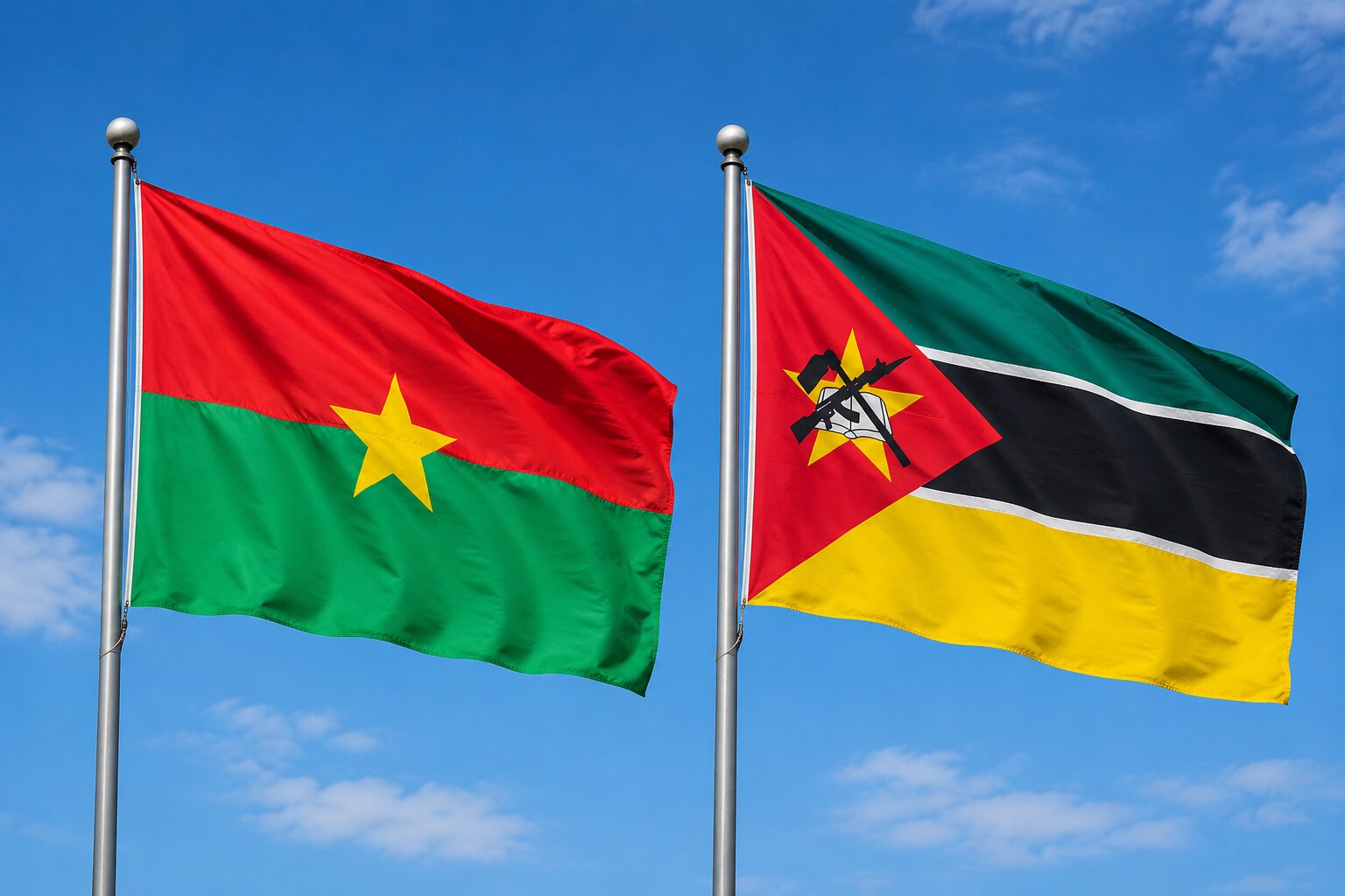 Mozambique and Burkina Faso Flag